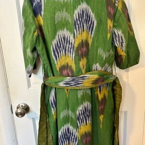Green Ikat Patterned Dress